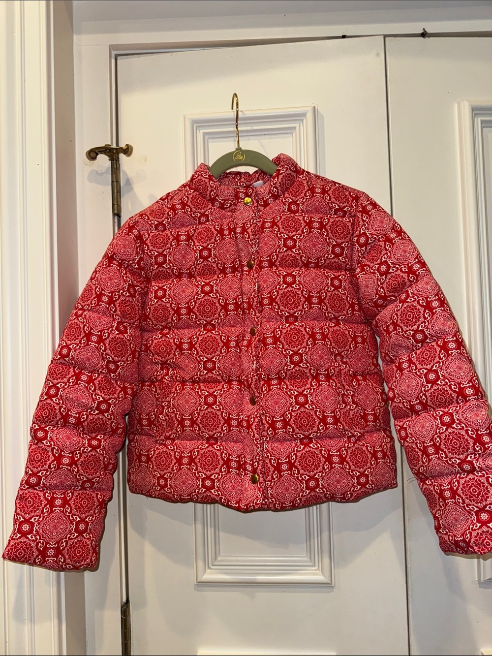 Janie and Jack Red Patterned Puffer Coat